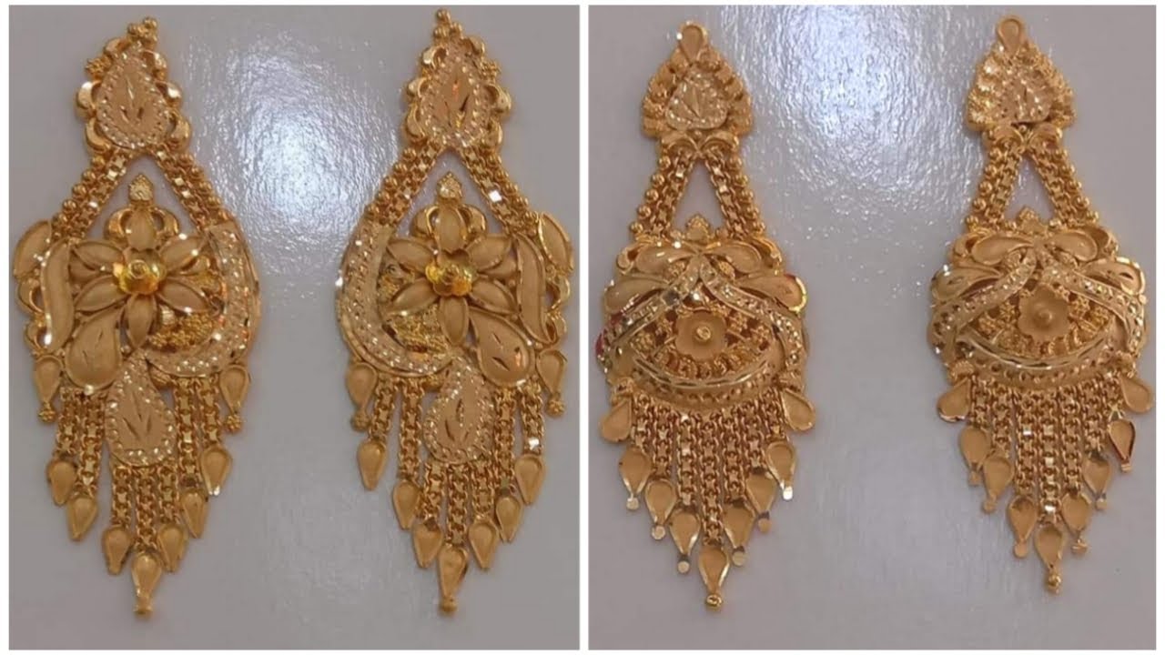 👌only 10 grams gold jhumka designs/light weight gold jhumka  collections/fancy earrings - YouTube